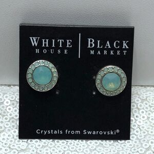 ❗White House Black Market Swarovski Crystal Terqouise Earrings Rare❗
